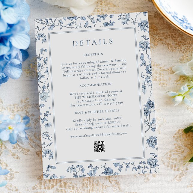 Carte D'accompagnement Blue Chinoiserie Wedding Details (Créateur téléchargé)