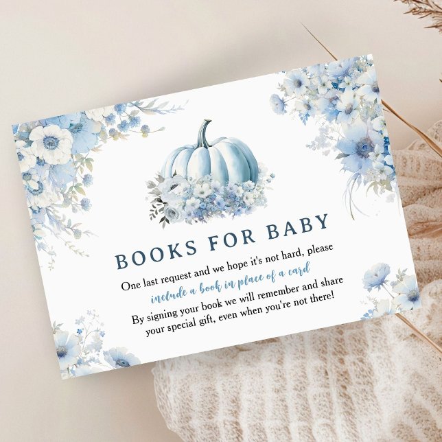 Carte D'accompagnement Blue Citrouille Baby shower Automne Livres Pour Bé (Créateur téléchargé)