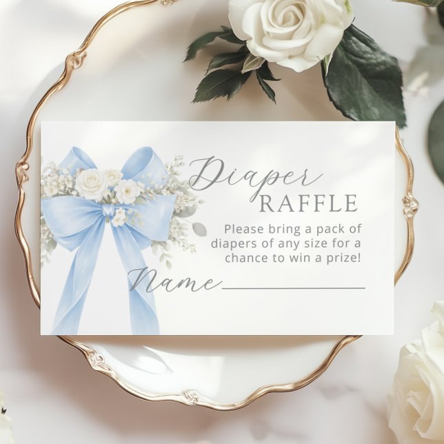 Carte D'accompagnement Blue Coquette Bow Diaper raffle ticket (Créateur téléchargé)