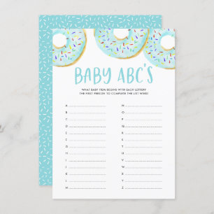 Carte D'accompagnement Blue Donuts Baby shower Baby ABC's Game Card