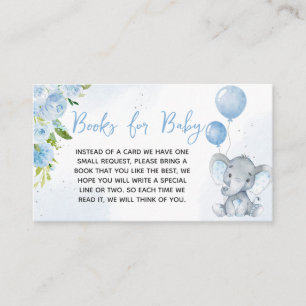 Carte D'accompagnement Blue Elephant Baby shower Livres pour bébé