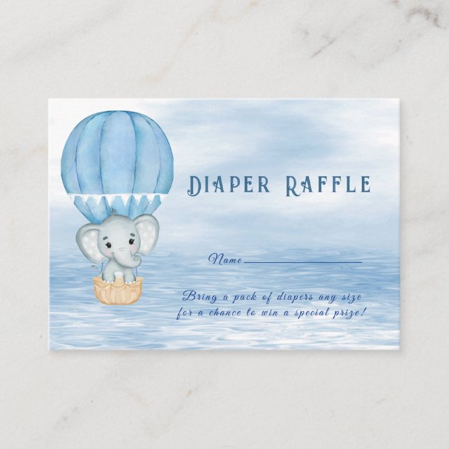 Carte D'accompagnement Blue Elephant Hot Air Baby shower (Devant)