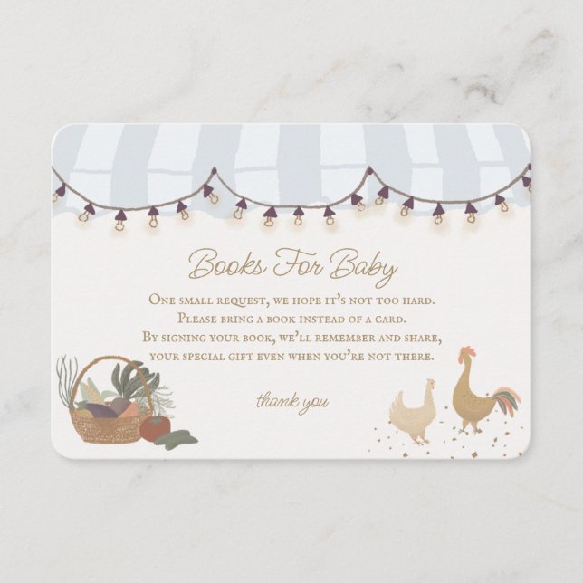 Carte D'accompagnement Blue Farmers Market Farm Livres pour bébé Insertio (Devant)