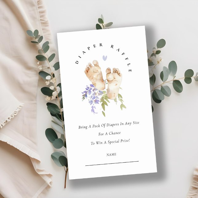 Carte D'accompagnement Blue Feet Floral Boy Diaper Baby shower Raffle (Créateur téléchargé)