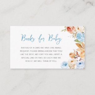 Carte D'accompagnement Blue Floral Citrouille Baby showers Livres pour bé