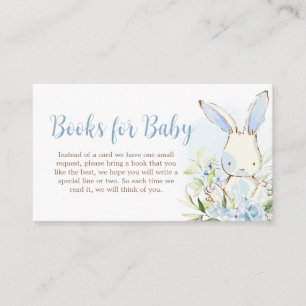 Carte D'accompagnement Blue Floral Lapin Rabbit Baby shower Livre pour bé