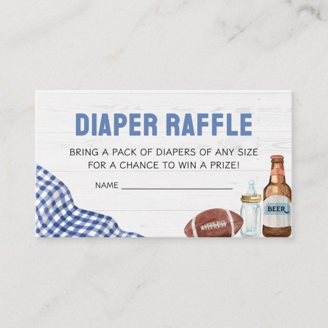 Carte D'accompagnement Blue Football Baby Shower Diaper Raffle (Devant)