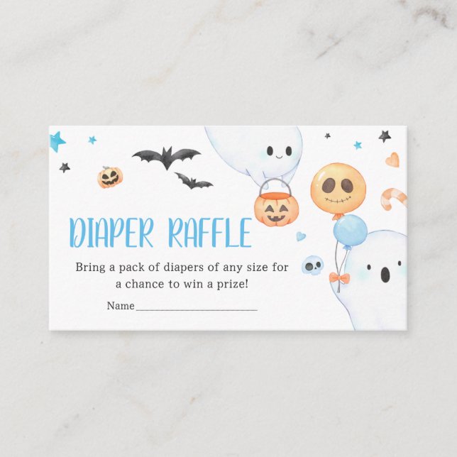 Carte D'accompagnement Blue Ghost Halloween Little Boo Diaper Raffle (Devant)