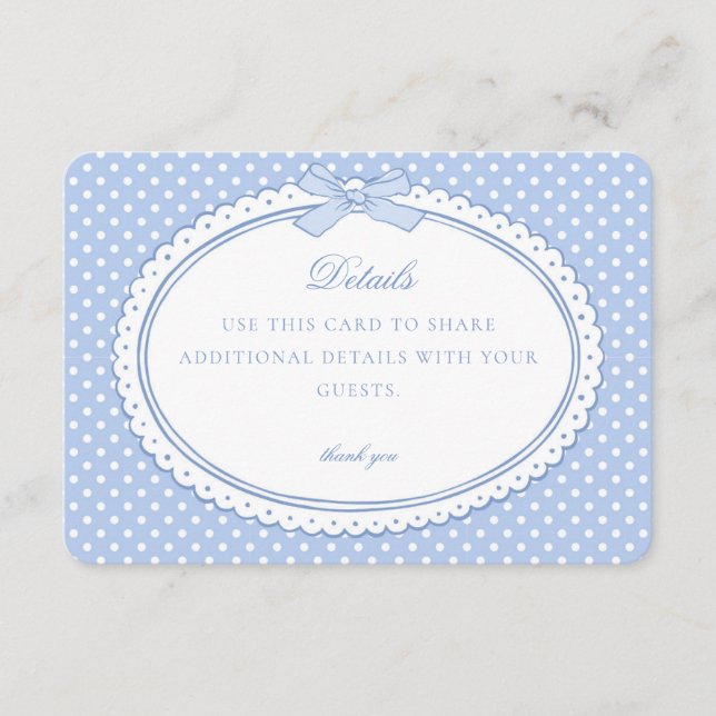 Carte D'accompagnement Blue Gingham Coquette Bow Details Card (Devant)