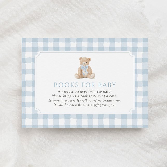 Carte D'accompagnement Blue Gingham Teddy Bear Books for Baby (Créateur téléchargé)