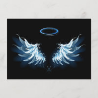 Blue Glowing Angel Wings on black background