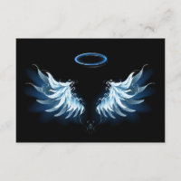 Blue Glowing Angel Wings on black background