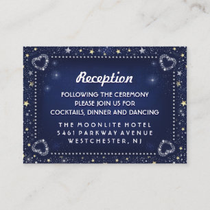 Carte D'accompagnement Blue Gold & White Stars Correspondant Mariage Réce