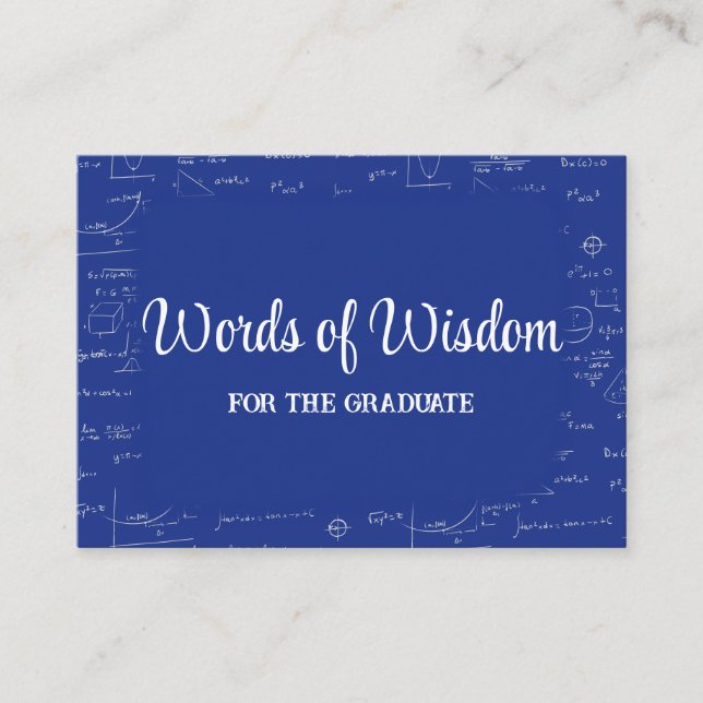 Carte D'accompagnement Blue Graduate Words of Wisdom Conseil (Devant)