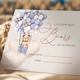 Carte D'accompagnement Blue Grey Devine Combien D'Ours Ballons Billets