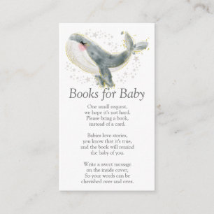 Carte D'accompagnement Blue Grey Gold Cute Whale Livres pour Baby shower 