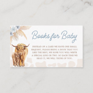 Carte D'accompagnement Blue Highland Cow Baby shower Livres pour bébé