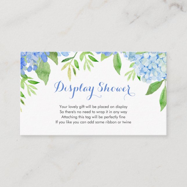 Carte D'accompagnement Blue Hydrangea Aquarelle Bridal Affichage douche (Devant)