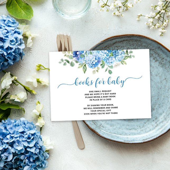 Carte D'accompagnement Blue Hydrangea Baby shower Livres pour bébé (Créateur téléchargé)
