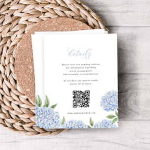 Carte D'accompagnement Blue Hydrangea Calligraphy Detail QR Code