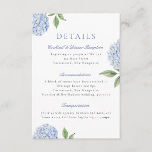 Carte D'accompagnement Blue Hydrangea Classic Details, Small