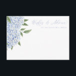 Carte D'accompagnement Blue Hydrangea Flower Blooms Floral Advice Card<br><div class="desc">Cette jolie carte florale présente des fleurs d'hydrangée aquarelle et votre texte personnalisé. Utilisez le modèle pour remplir vos informations. La fonction "Personnaliser plus loin" permet de modifier la police (taille,  style,  couleur),  d'ajouter des lignes de texte,  de modifier la disposition et d'ajouter du texte à l'arrière.</div>