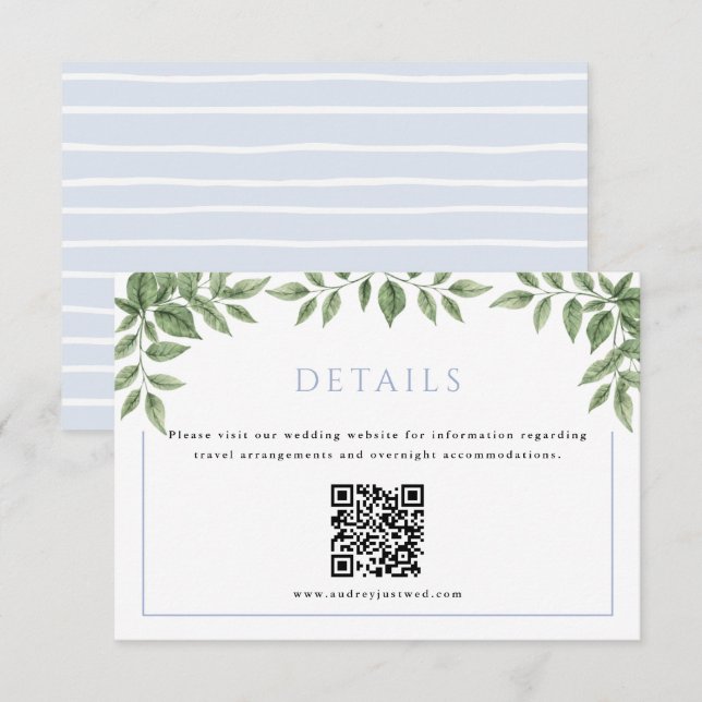 Carte D'accompagnement Blue Hydrangea Horizontal Detail avec code QR (Devant / Derrière)