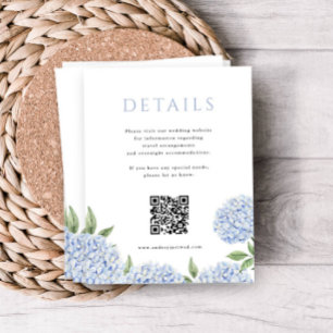 Carte D'accompagnement Blue Hydrangea Simple Detail Code QR