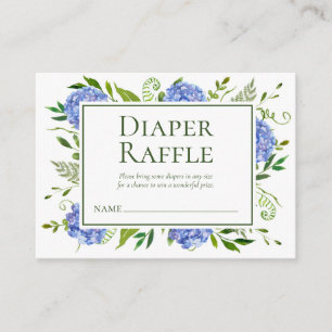 Carte D'accompagnement Blue Hydrangeas Boy Baby shower Déchets Raffle