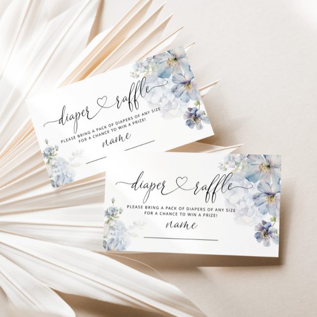 Carte D'accompagnement Blue Hydrangeas élégant billet de tombola de couch (Créateur téléchargé)