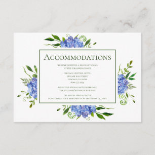 Carte D'accompagnement Blue Hydrangeas Hébergements