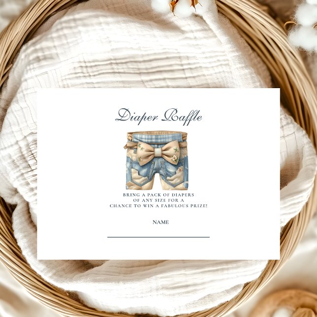 Carte D'accompagnement Blue Jean Baby Denim Baby shower Diapper Raffle (Créateur téléchargé)