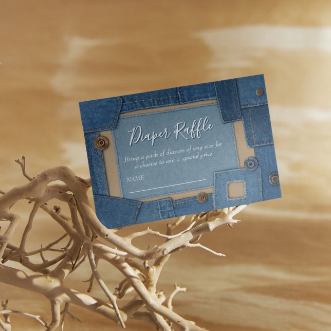 Carte D'accompagnement Blue Jean Baby Diaper Raffle Baby Shower (Créateur téléchargé)