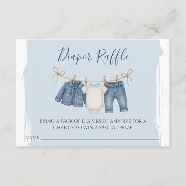 Carte D'accompagnement Blue Jean Baby shower Déchets Raffle (Devant)