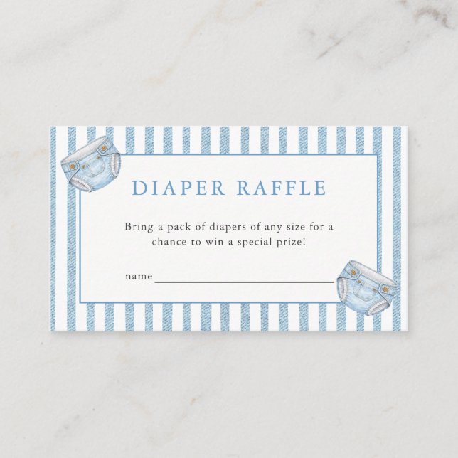 Carte D'accompagnement Blue Jean Baby Shower Denim Diaper Raffle (Devant)