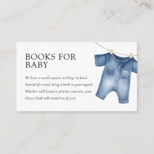 Carte D'accompagnement Blue Jean Denim Sweet Boy Baby shower Livres