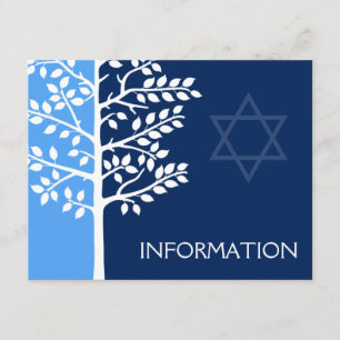 Carte D'accompagnement Blue Navy Tree of Life Bar Mitzvah Information