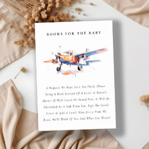 Carte D'accompagnement Blue Orange Blush Avion Books Pour Baby shower