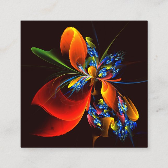 Carte D'accompagnement Blue Orange Floral Moderne Art Abstrait Motif #03 (Devant)