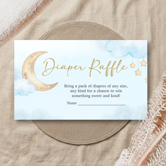 Carte D'accompagnement Blue Over the Moon Baby Shower Diaper Raffle (Over the Moon Baby Shower Diaper Raffle)