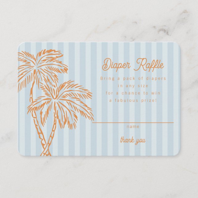 Carte D'accompagnement Blue Palm Springs Pastel Diaper Raffin Insérer (Devant)