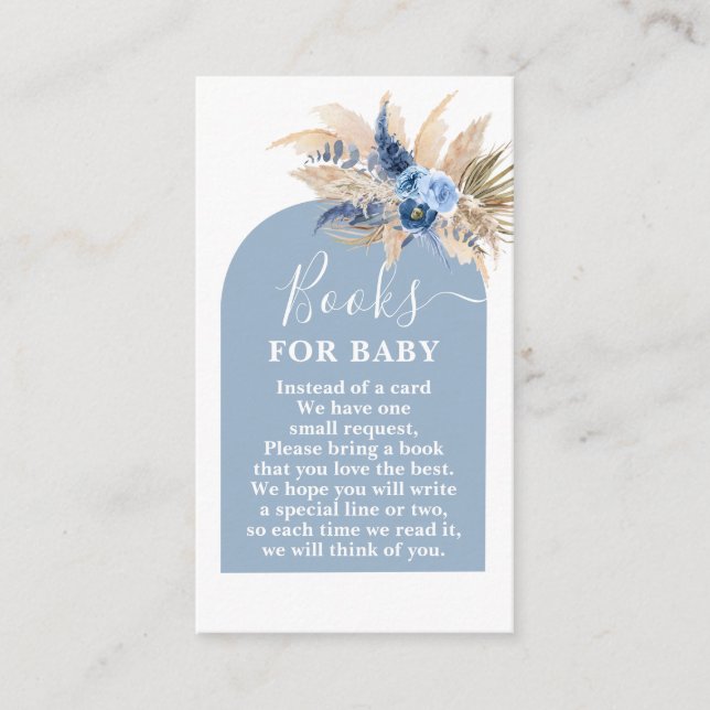 Carte D'accompagnement Blue Pampas Grass Books for Baby Boy Card (Devant)