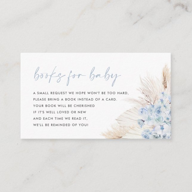 Carte D'accompagnement Blue Pampas Grass Books For Baby Card (Devant)