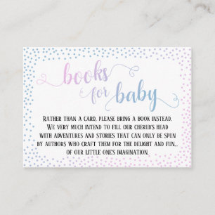 Carte D'accompagnement Blue Pink Confetti Calligraphie Baby Book Demande