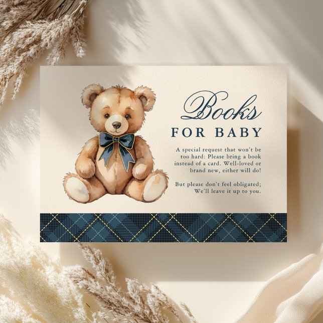 Carte D'accompagnement Blue Plaid Bear Baby Shower Books For Baby (Créateur téléchargé)