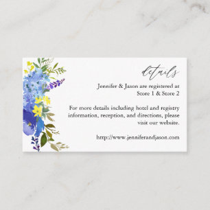 Carte D'accompagnement Blue Purple & Yellow Floral Détails 2