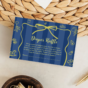 Carte D'accompagnement Blue Retro Cute Diaper Raffle Lemons Baby shower