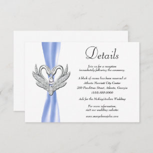 Carte D'accompagnement Blue Ribbon Silver Swans Détails du Mariage