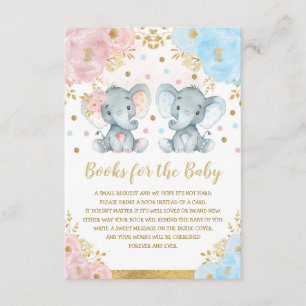 Carte D'accompagnement Blue Rose Floral Elephant Twins Livres pour bébé