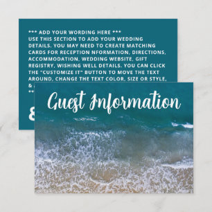 Carte D'accompagnement Blue Sea Beach Wedding Détail